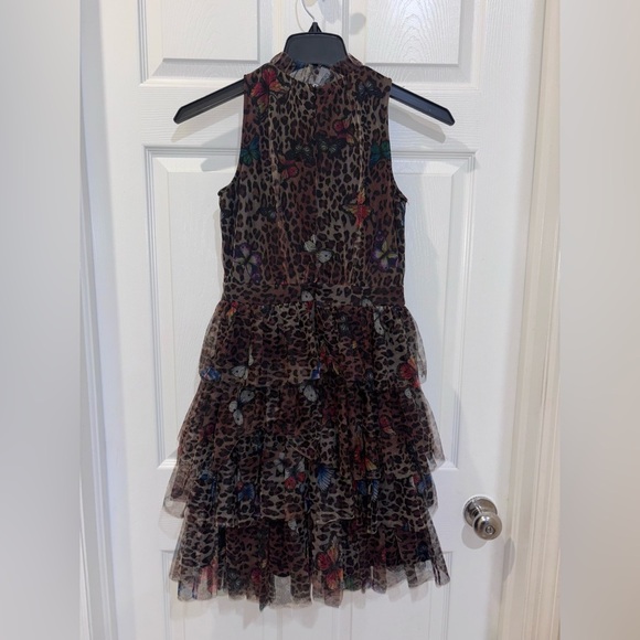Hannah Banana animal print tiered ruffle dress with butterfly appliques SZ 16​ - Picture 5 of 8